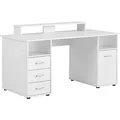 Produktbild: MÖBELPARTNER Niels light Schreibtisch perlweiß rechteckig, Wangen-Gestell weiß 150,0 x 70,0 cm