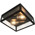 Produktbild: QAZQA Industrielle Outdoor-Deckenleuchte Schwarz 2-flammig Rotterdam