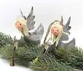 Produktbild: LB H&F Christbaumschmuck Weihnachts-ANHÄNGER 2er Set Christbaumanhänger Deko Metall Engel Silber zum Hängen Weihnachten Weihnachtsdeko
