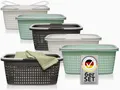 Produktbild: Wäschekorb mit Henkel 35L – Stabil & Groß, 6er Set Wäschewanne mit Griffen, Stapelbar, Wetterfest, BPA-Frei, 58x37x25cm, 15kg Belastbar (Farbmix)