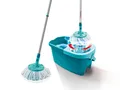 Produktbild: Leifheit Bodenwischer-Set Set CLEAN TWIST Disc Mop Ergo, (4-St), Drill-Stiel-Mechanik, 360° Kardangelenk, längenverstellbar (109-140cm)