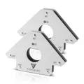 Produktbild: STAHLWERK Schweißmagnet 2er Set – je 34 kg (75 lbs) Haftkraft, feste 45° / 90° / 135° Winkel, starke Magnet-Schweißwinkel/Magnetwinkel zum präzisen Positionieren beim Schweißen, Löten und Justieren