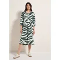 Produktbild: Tunikakleid CECIL, Damen, Gr. XS36, US-Größen, grün (schwarz balmy khaki), Web, 100% Baumwolle, bedruckt, normal wadenlang, V-Ausschnitt, abgesteppt, Kleider, mit Print