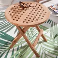 Produktbild: riess-ambiente Wetterfester Beistelltisch EMPIRE TEAK 50cm Massivholz rund klappbar Outdoor Gartentisch Tisch Klapptisch
