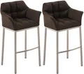 Produktbild: CLP 2er Set Barhocker Damaso Stoffbezug mit Vierfußgestell aus Metall bis 240 kg,braun edelstahl