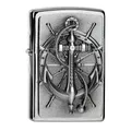 Produktbild: Feuerzeug Zippo Nautic aus Chrom gebürstet in silber seidenmatt mit Emblem