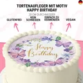 Produktbild: J&M DECO Tortenaufleger Happy Birthday ? essbare Kuchendeko Ø 20?cm ? bunte