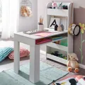 Produktbild: WOHNLING Kinderschreibtisch Weiß 90x50x110 cm Maltisch Kinderzimmer mit Regal Kindertisch Modern Schülerschreibtisch mit Stauraum Schultisch Schmal