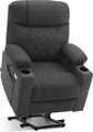 Produktbild: M MCombo Fernsehsessel mit Aufstehhilfe elektrisch, Relaxsessel mit Liegefunktion, 2 Motoren, Seniorensessel, Mikrofaser, 7501 (Dunkelgrau)