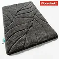 Produktbild: Floordirekt Badematte Maris, Badezimmerteppich flauschig aus Mikrofaser, rutschfest & waschbar, Badteppich mit Blattmuster - Dunkelgrau, 60x120 cm - Dunkelgrau