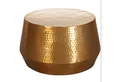 Produktbild: Wohnling Couchtisch WL5.495 Ø 60 cm Beistelltisch Gold Sofatisch Wohnzimmertisch Rund (60x36x60 cm Aluminium Hammerschlag Gold Rund), Kleiner Wohnzimmertisch, Sofatisch Orientalisch