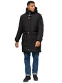 Produktbild: STONE HARBOUR Herren Wintermantel Warmer Steppmantel lang mit Kapuze Beviis Black Gr. XL