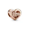 Produktbild: PANDORA Moments Dankeschön Mum Herz Charm-Anhänger aus 14 Karat rosévergoldete Metalllegierung, kompatibel mit Armbändern aus der Moments Kollektion