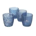 Produktbild: Windlicht Glas lackiert blau H 8 cm 4er Set
