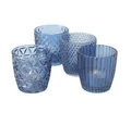 Produktbild: BOLTZE Windlicht Marilu (4er Set), Blau Glas 7,5 x 7,5 cm Reliefoberfläche