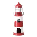 Produktbild: Boltze Laterne - 42 cm hoch - kleine Deko-Laterne für den Innenraum - rot, weiße Leuchtturm-Laterne aus lackiertem Eisen und Glas
