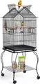 Produktbild: Yaheetech Vogelkäfig 59 x 59 x 145 cm, Sittichkäfig mit abziehbarem Ständer, Voliere für Wellensittiche und Papageien, schwarz