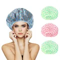 Produktbild: 4 x Duschhaube, wasserdichte Duschhauben für Damen, langes Haar, wiederverwen...