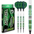 Produktbild: RED DRAGON Artura Screamin' Grün 18 Gramm Softip Premium Tungsten Darts Set mit Flights und Stielen