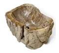 Produktbild: Kinaree Aufsatzwaschbecken Versteinertes Holz Waschbecken #30, Naturstein, versteinertes Holz, oval, beige, schwarz, Bruchstein