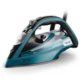 Produktbild: Tefal Ultimate Pure Dampfbügeleisen, 3200 Watt, kraftvoller Dampf, 300 g/Min. extra Dampfstoß, AutoClean Bügelsohle, Micro Calc, Abschaltautomatik, Tropfstopp, Schwarz/Blau, FV9851E0
