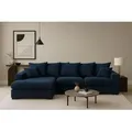 Produktbild: Kaiser Möbel Ecksofa mit schlaffunktion und bettkasten, Sofa L-form, Couch L-form Gabon stoff Zoom Blau Ottomane Links - Blau