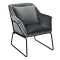 Produktbild: SVITA Josie Loungesessel gepolstert Indoor Polsterstuhl mit Armlehne Metallgestell Samtbezug Einzelsofa modern Grau