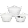 Produktbild: SMAK Thermoschüssel-Set aus Edelstahl, 3er Set Warmhalteschüssel mit Deckel, Grillschüssel, isoliert, 2,5 - 5 L - Weiß