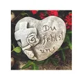 Produktbild: Radami Grabherz mit Spruch - Du fehlst uns - Grabschmuck Dekoherz Steinguss Herz m. Kreuz 07