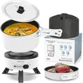 Produktbild: Enfrifam Elektrische Multipfanne Elektrische Hot Pot, Multikocher, Elektrische Pfannen, Campingkocher 700,00 W, Fondue Set, Ideal Für Büro Wohnheime Hotels Reisen Wohnwagen-weiß(2 St Pot)