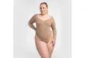 Produktbild: Creamy Fabrics Miederbody Bodysuit Sculpting Shapewear Longsleeve mit String-Beige-M (1-tlg) Figurformend