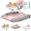 Produktbild: BRONEA® 4-in-1 Gehfrei Baby Lauflernwagen Schaukel Lauflernhilfe Babywalker mit Schaukelfunktion, Licht & Musik | Höhenverstellbar & Klappbar - Rosa - Rosa