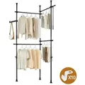 Produktbild: SoBuy Teleskop Kleiderständer, robuster Kleiderstange, verstellbarer offener Kleiderschrank für Schlafzimmer, Garderobenständer, Schwarz KLS03-I... - Schwarz