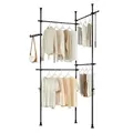 Produktbild: SoBuy Teleskop Kleiderständer, robuster Kleiderstange, verstellbarer offener Kleiderschrank für Schlafzimmer, Garderobenständer, Schwarz KLS03-II-SCH