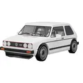 Produktbild: Volkswagen Golf GTI (1976-1983), Konstruktionsspielzeug weiß, Maßstab 1:35