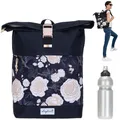Produktbild: Rucksack Damen Laptop Kurierrucksack Elephant groß A4 13038 Flower Schwarz +f