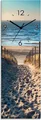 Produktbild: ARTland Glas Wanduhr Funkuhr - schwarzer Zeiger Weg zum Nordseestrand Sonnenuntergang Größe: 20x60 cm