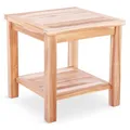 Produktbild: MACOShopde by MACO Möbel Beistelltisch aus massivem Teak Holz wetterfest für Garten Balkon und Terrasse – Quadratischer Holztisch 50 x 50 cm mit Ablagefach