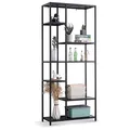 Produktbild: Coemo Standregal Metall schwarz Chicago XL - Bücherregal, Küchenregal mit 6 asymmetrischen Ablagen - höhenverstellbare Füße - Regal Wand im modernen Industrie-Design L: 80 x B:35 x H: 185