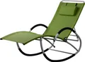 Produktbild: ALEOS. Liegestuhl Schwingliege Gartenliege Schaukelstuhl mit atmungsaktiven Kunststoffgewebe Rückenlehne verstellbar + Kopfpolster Kreta GRÜN