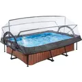 Produktbild: EXIT Wood Pool Braun 220 x 150 x 65 cm m. Filterpumpe u. Abdeckung