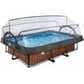 Produktbild: Exit Toys - Exit Wood Pool 220x150x65cm Mit Filterpumpe Und Abdeckung - Braun
