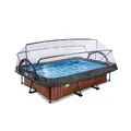 Produktbild: EXIT Toys Wood Pool mit Multifunktionale Abdeckung - 220x150x65cm - Rechteckiger, Kompakter Rahmenpool mit Kartuschenfilterpumpe - Leicht Zugänglich - Für Sauberes und Warmes Poolwasser - Braun