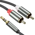 Produktbild: Froggen Cinch Kabel Cinch auf Klinke, Audio Aux 3,5mm Klinke zu 2 Chinch RCA Y für MP3, Tablets, Stereoempfänger, Auto, Lautsprecher, HDTV usw
