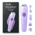 Produktbild: Wilkinson Sword Intuition 4in1 Gesichts- und Körperhaartrimmer für Frauen, Multizonen-Damenrasierer mit 4 Zubehörteilen, Kosmetiktasche, Reinigungsbürste und 1 AA-Batterie