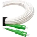 Produktbild: Elfcam Glasfaserkabel 5m SC/APC auf SC/APC Weiß – Simplex Singlemode 9/125 μm – Geschirmtes LWL-Patchkabel mit geringer Dämpfung