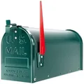 Produktbild: Wiltec - us Mailbox grün 180 x 220 x 480 mm, amerikanischer Briefkasten mit Fahne, Wandbriefkasten oder Standbriefkasten Stahl amerikanisches Design