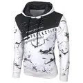 Produktbild: Baxboy Herren Pullover Hoodie Sweatjacke Longsleeve Sweatshirt Jacke Langarm Kapuzenpullover Hoody Sweater 2628, Farbe:Weiß, Größe:M