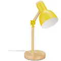 Produktbild: Schreibtischlampe, Verstellbare Retro Tischlampe, Holz & Metall, E14 Fassung, Leselampe, 45,5 X 14,5 Cm, Gelb - Relaxdays