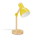 Produktbild: Relaxdays Schreibtischlampe, verstellbare Retro Tischlampe, Holz & Metall, E14 Fassung, Leselampe, 45,5 x 14,5 cm, gelb